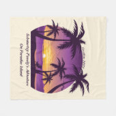 ヴィンテージビーチサンセットバケーションラウンガーピープルプル フリースブランケット (正面(横))