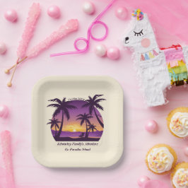 ヴィンテージビーチサンセットバケーションラウンガーピープルプル ペーパープレート