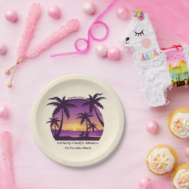 ヴィンテージビーチサンセットバケーションラウンガーピープルプル ペーパープレート