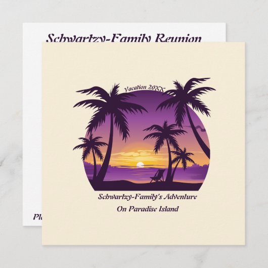 ヴィンテージビーチサンセットバケーションラウンガーピープルプル 招待状 (正面/裏面)