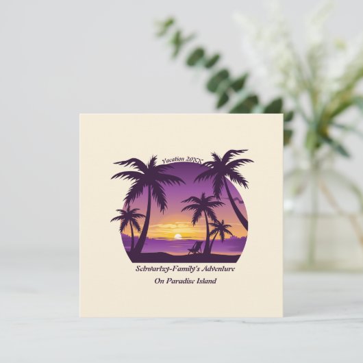 ヴィンテージビーチサンセットバケーションラウンガーピープルプル 招待状 (スタンド正面)