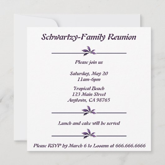 ヴィンテージビーチサンセットバケーションラウンガーピープルプル 招待状 (裏面)