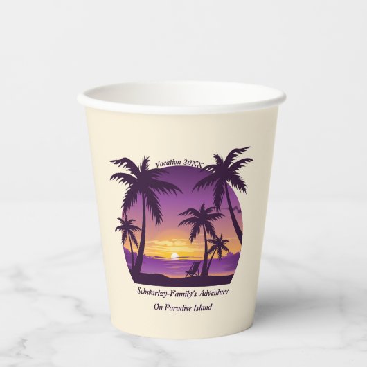 ヴィンテージビーチサンセットバケーションラウンガーピープルプル 紙コップ (正面)