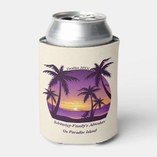 ヴィンテージビーチサンセットバケーションラウンガーピープルプル 缶クーラー (缶正面)