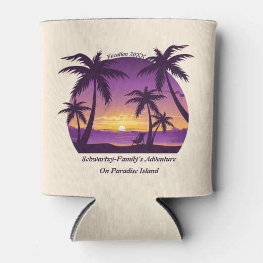 ヴィンテージビーチサンセットバケーションラウンガーピープルプル 缶クーラー (正面)
