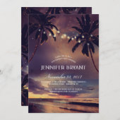 ヴィンテージビーチサンセットパームライツバースデーパーティー 招待状 (正面/裏面)