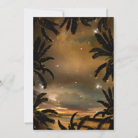 ヴィンテージビーチサンセットパームライトブライダルシャワー 招待状 (裏面)