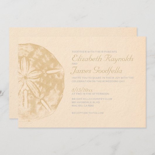 ヴィンテージビーチサンドドル結婚式招待状 招待状 (正面/裏面)