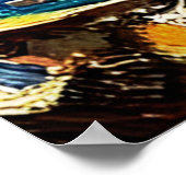 ヴィンテージビーチサンライズ抽象芸術イラストレーション ポスター (角)