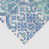 ヴィンテージビーチシーショアブルーホワイトタイルパターン 薄葉紙 (詳細)