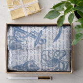 ヴィンテージビーチシーブルーアンドホワイトティッシュペーパー 薄葉紙 (ギフト)