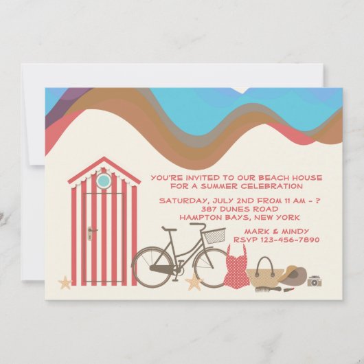 ヴィンテージビーチシーン招待状 招待状 (正面)