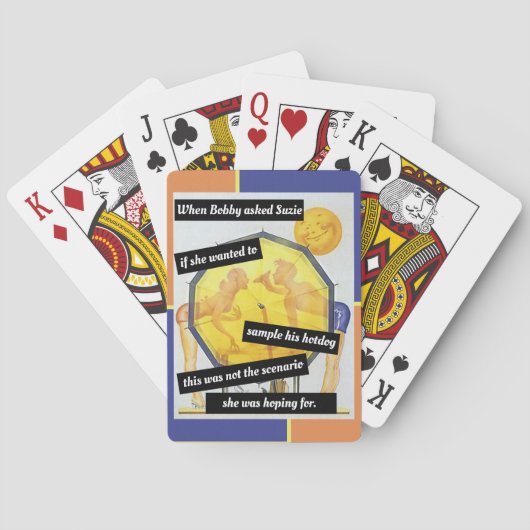 ヴィンテージビーチシーン、傘の後ろでカップルおもしろい、 トランプ (裏面)