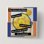 ヴィンテージビーチシーン、傘の後ろでカップルおもしろい、 缶バッジ (正面)