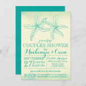 ヴィンテージビーチスターフィッシュカップルウェディングシャワー 招待状 (正面/裏面)