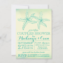 ヴィンテージビーチスターフィッシュカップルウェディングシャワー 招待状