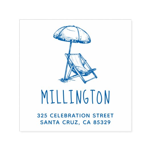 ヴィンテージビーチチェア&アンブレラ差出人住所 セルフインキングスタンプ (デザイン)