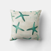 ヴィンテージビーチティール（緑がかった色）抽象芸術ヒトデ沿岸 クッション (裏面)