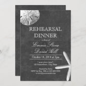 ヴィンテージビーチテーマシャルボードリハーサルディナー 招待状 (正面/裏面)