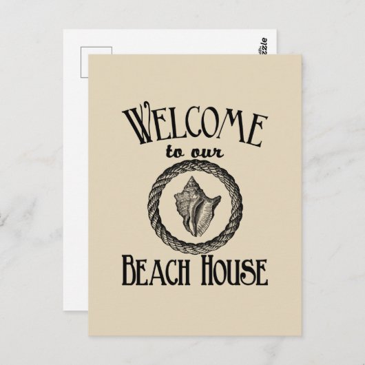 ヴィンテージビーチハウスシーシェル葉書 ポストカード (正面/裏面)