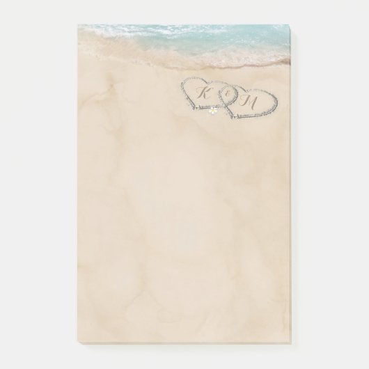 ヴィンテージビーチハートカップルイニシャル ポストイット (正面)