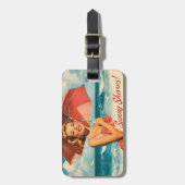 ヴィンテージビーチバケーションポスター:ブロンドのピンアップ ラゲッジタグ (正面縦)