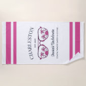 ヴィンテージビーチバチェロレッテブライドメイカスタムド ビーチタオル (正面)