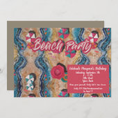 ヴィンテージビーチバースデーパーティー招待状 招待状 (正面/裏面)