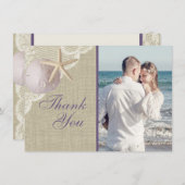 ヴィンテージビーチパープルフラットカードサンキュー サンキューカード (正面/裏面)