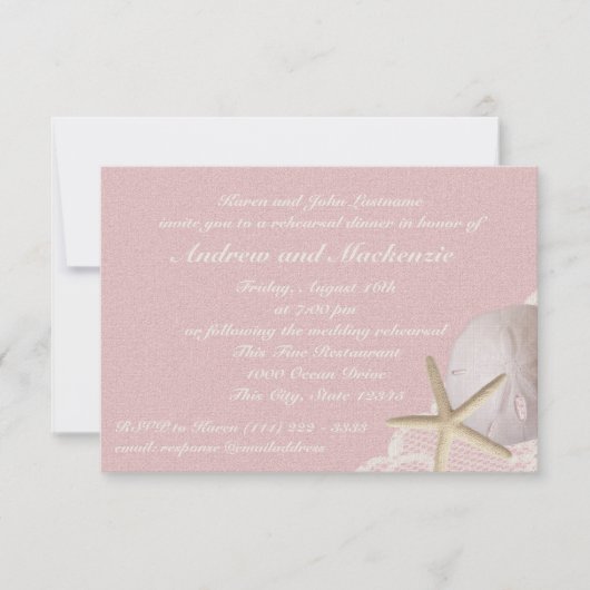 ヴィンテージビーチピンクリハーサルディナー 招待状 (正面)