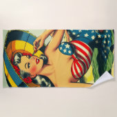 ヴィンテージビーチピン留め ビーチタオル (正面)