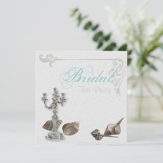ヴィンテージビーチブライダルシャワーティーパーティの招待状 招待状 (スタンド正面)