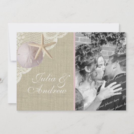 ヴィンテージビーチブライダルルンチョン 招待状 (正面)