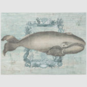 ヴィンテージビーチホエールスターフィッシュブルーウッドデクページ 薄葉紙 (正面)