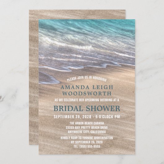 ヴィンテージビーチ波砂ブライダルシャワー招待状 招待状 (正面/裏面)