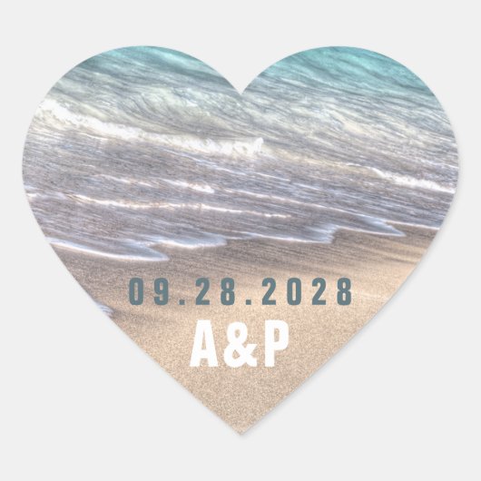 ヴィンテージビーチ波砂結婚式の引き出物 ハートシール (正面)