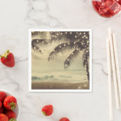 ヴィンテージビーチ海パームツリーズ&ライツ結婚ズ スタンダードカクテルナプキン (インサイチュ)