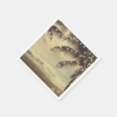 ヴィンテージビーチ海パームツリーズ&ライツ結婚ズ スタンダードカクテルナプキン (角)