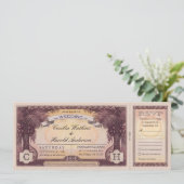 ヴィンテージビーチ結婚式チケットとRSVPカード 招待状 (スタンド正面)