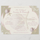 ヴィンテージビーチ結婚式プログラムカード プログラム (正面/裏面)