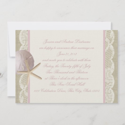 ヴィンテージビーチ結婚式発表 招待状 (裏面)