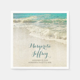 ヴィンテージビーチ結婚式紙ナプキン スタンダードカクテルナプキン