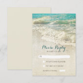 ヴィンテージビーチ結婚式RSVPカード 出欠カード (正面/裏面)