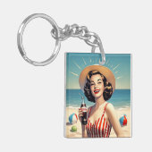 "ヴィンテージビーチ美しい" キーホルダー (正面左)