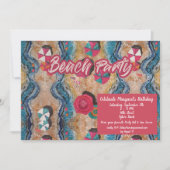 ヴィンテージビーチ誕生日パーティーへの招待 招待状 (正面)