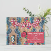 ヴィンテージビーチ誕生日パーティーへの招待 招待状 (スタンド正面)