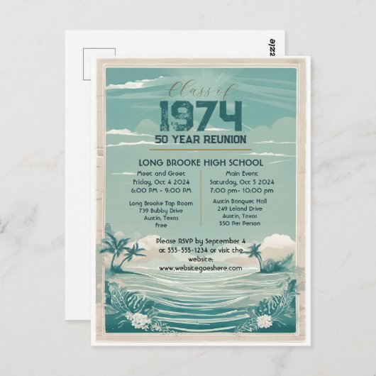 ヴィンテージビーチ1974 50年高校懇親会 ポストカード (正面/裏面)