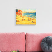 ヴィンテージビーチ7月4日アメリカ独立 キャンバスプリント (インサイチュ (リビング))