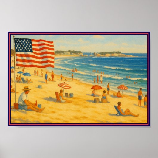 ヴィンテージビーチ7月4日アメリカ独立 ポスター (正面)