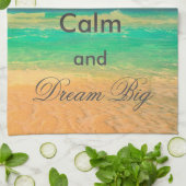 ヴィンテージビーチ「保Calm and Dream Big」引用文 キッチンタオル (折り畳み)